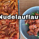 Nudelauflauf mit viel Soße und extra Käse Rezept