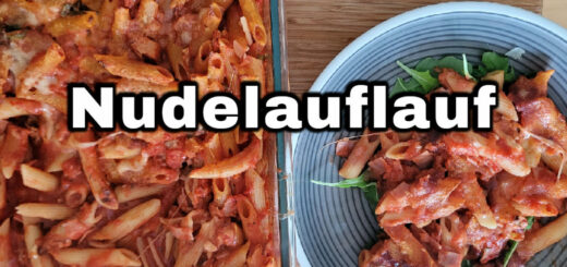 Nudelauflauf mit viel Soße und extra Käse Rezept